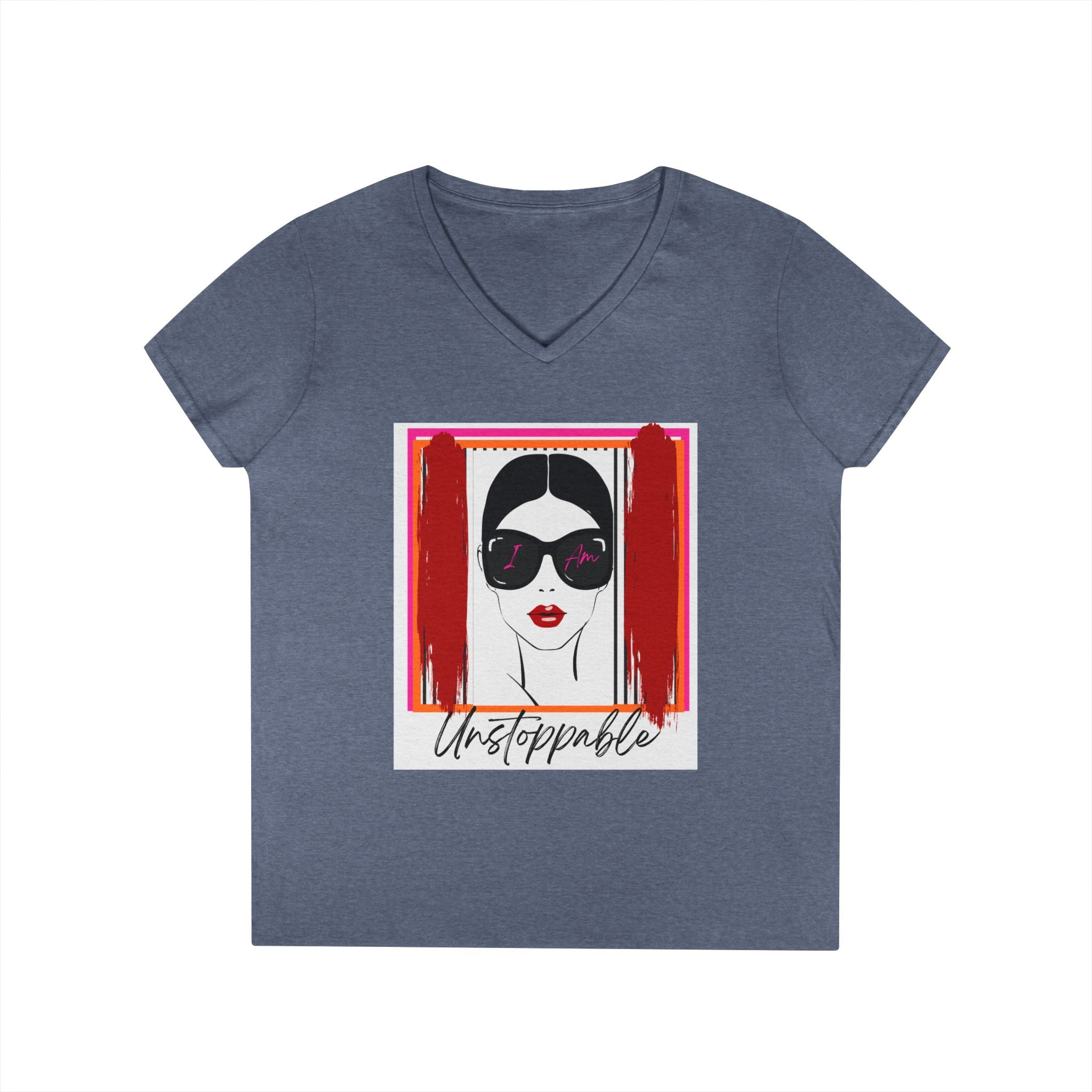 Unstoppable Graphic tee with a woman's face and sunglasses