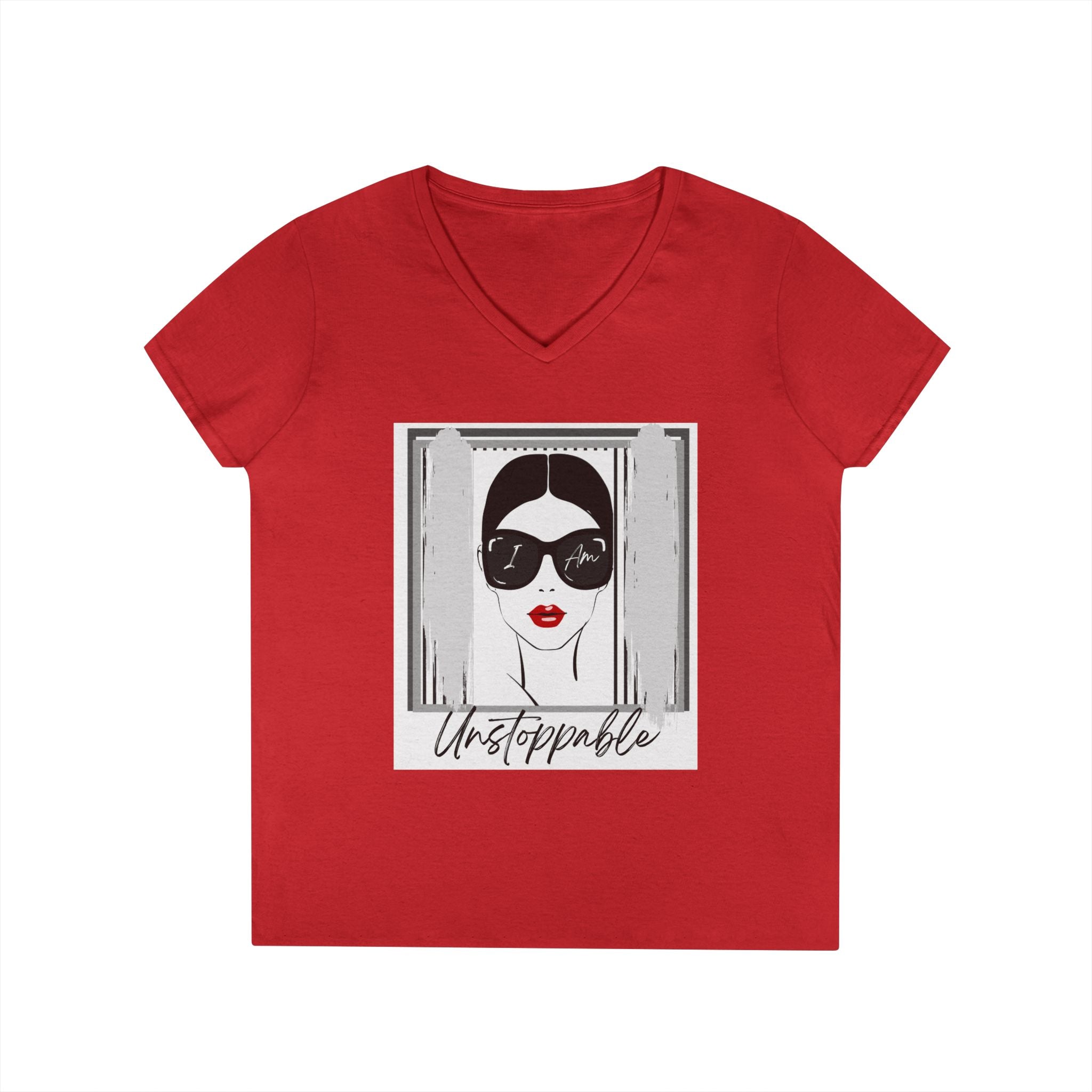 Unstoppable Graphic tee with a woman's face and sunglasses