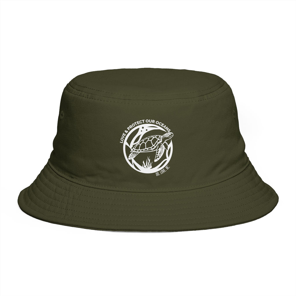 Sea Turtle Bucket Hat for Women, Ocean Conservation White