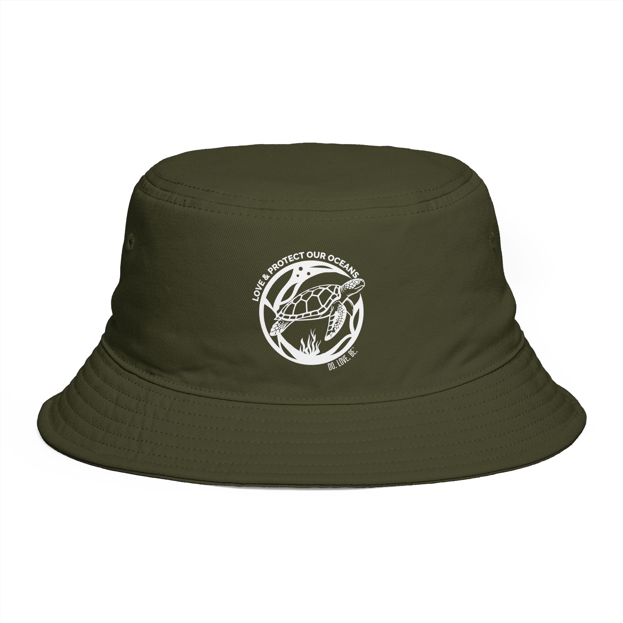 Sea Turtle Bucket Hat for Women, Ocean Conservation White