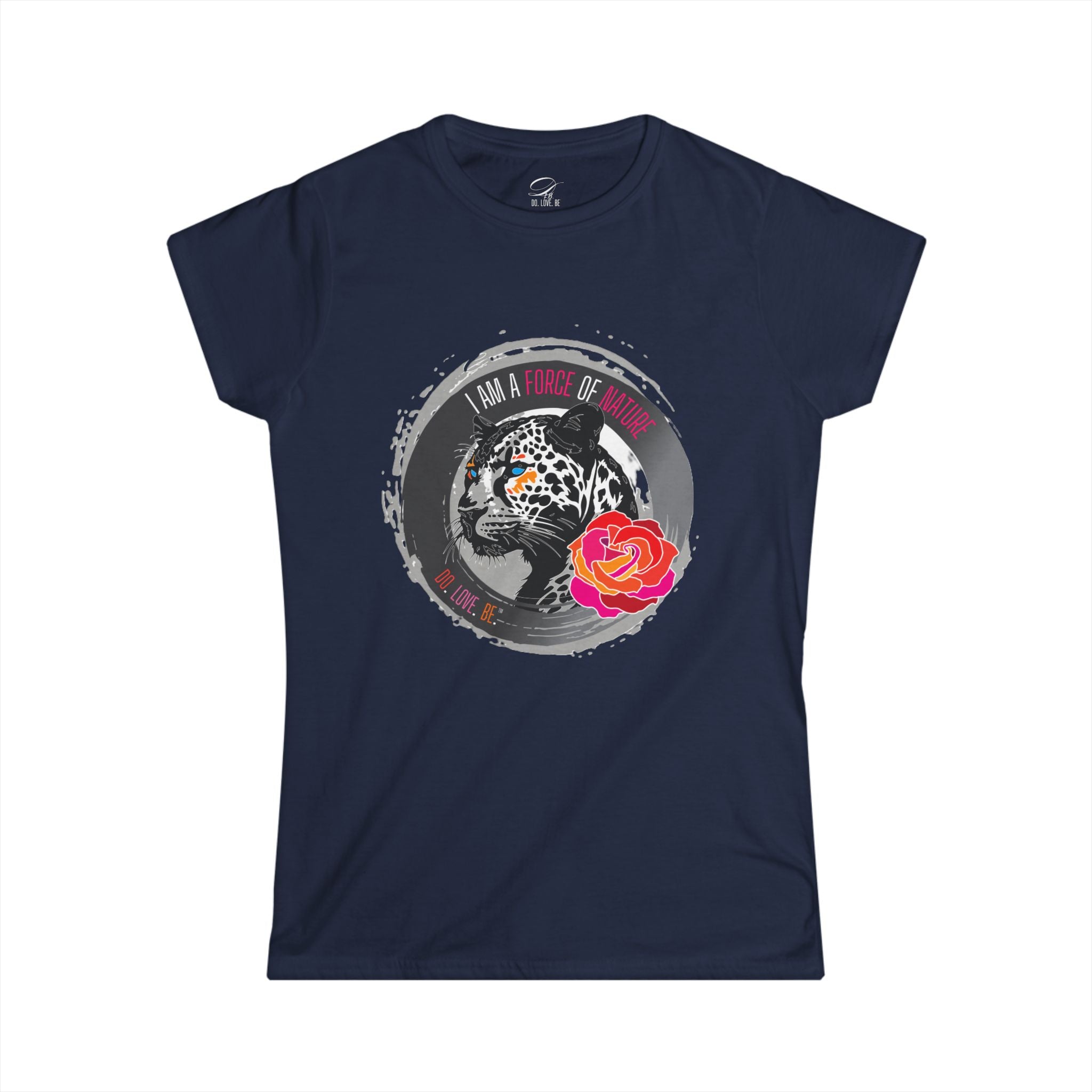 Force of Nature Womens Leopard Graphic Tee - White Unstoppable Graphic Leopard T-shirt: Grey