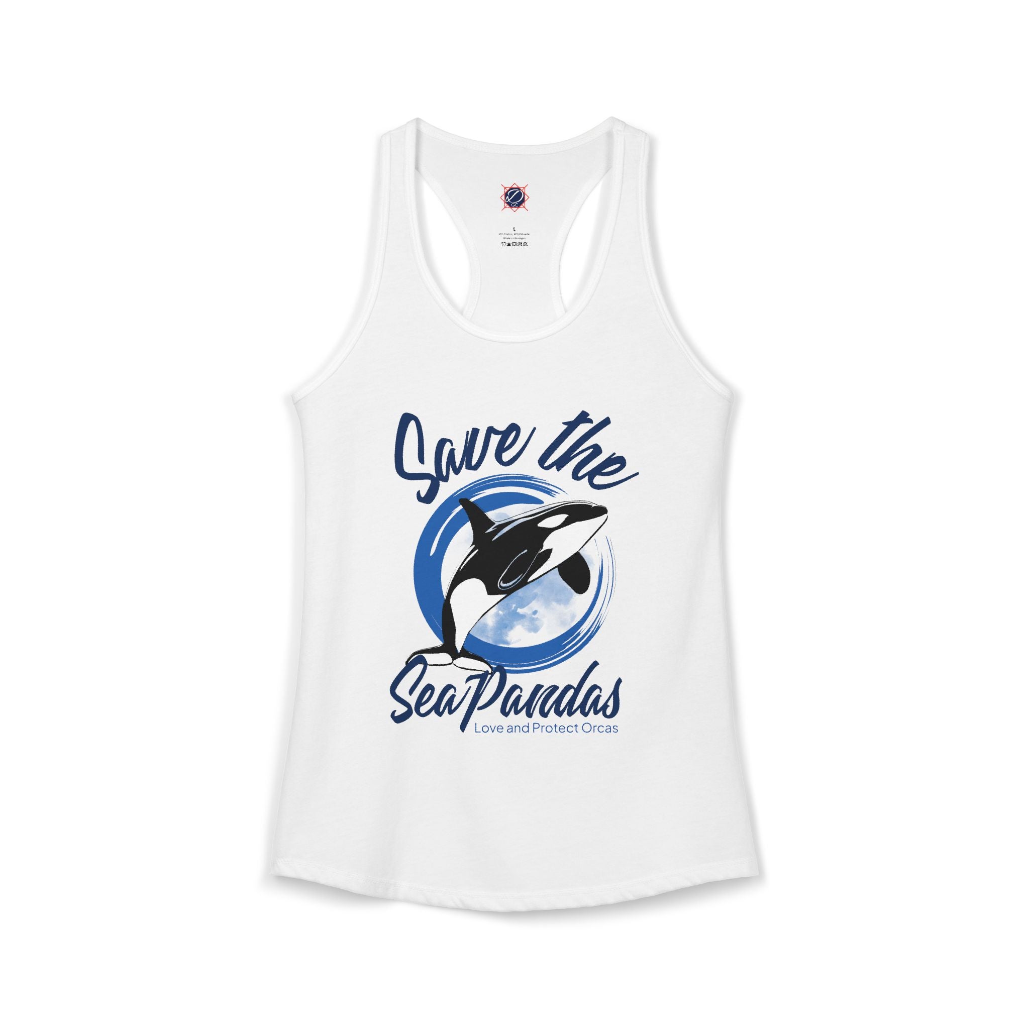 Save the Sea Pandas (Orcas) Ideal Racerback Graphic Tank Top