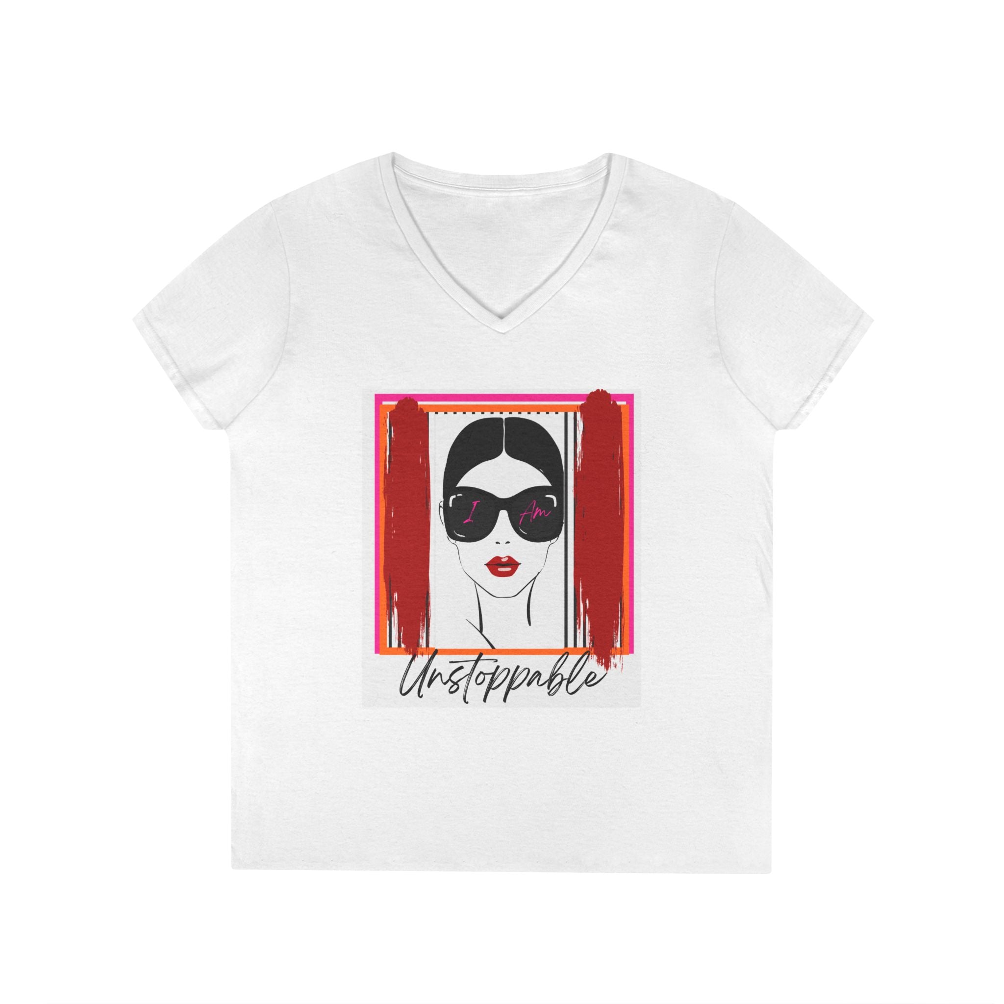 Unstoppable Graphic tee with a woman's face and sunglasses