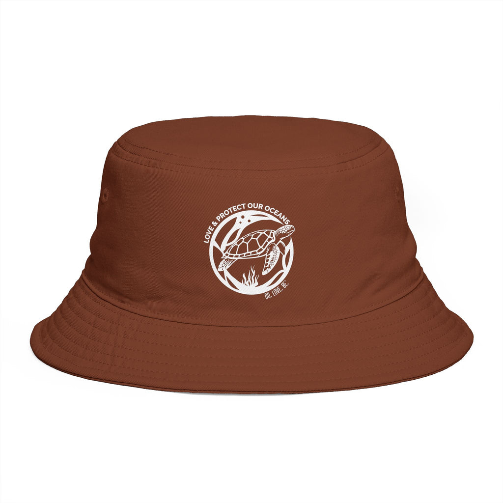 Sea Turtle Bucket Hat for Women, Ocean Conservation White