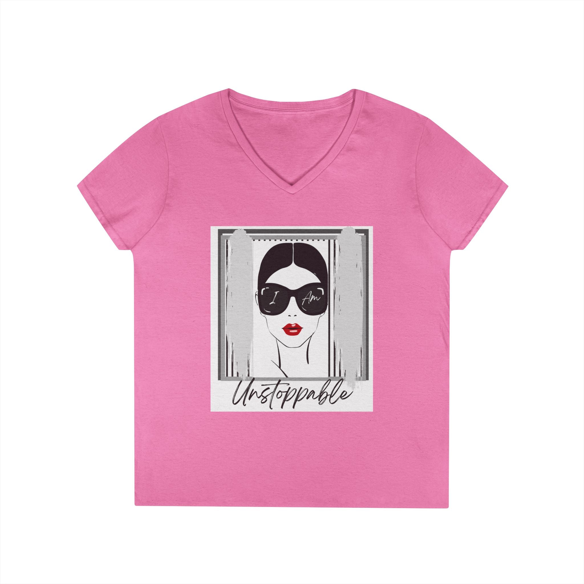 Unstoppable Graphic tee with a woman's face and sunglasses
