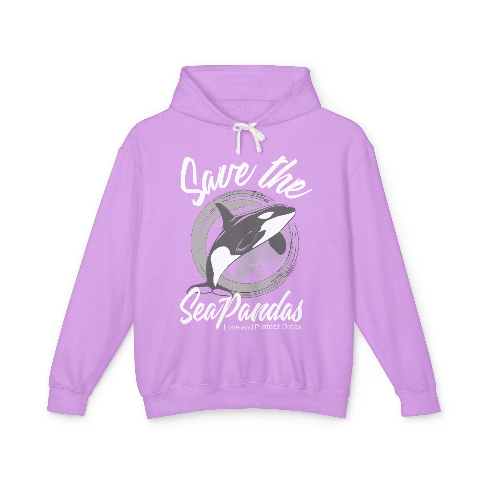 Save the Sea Pandas (Orcas) Fashion Hoodie — Orca Whale Graphic Pullover: Grey
