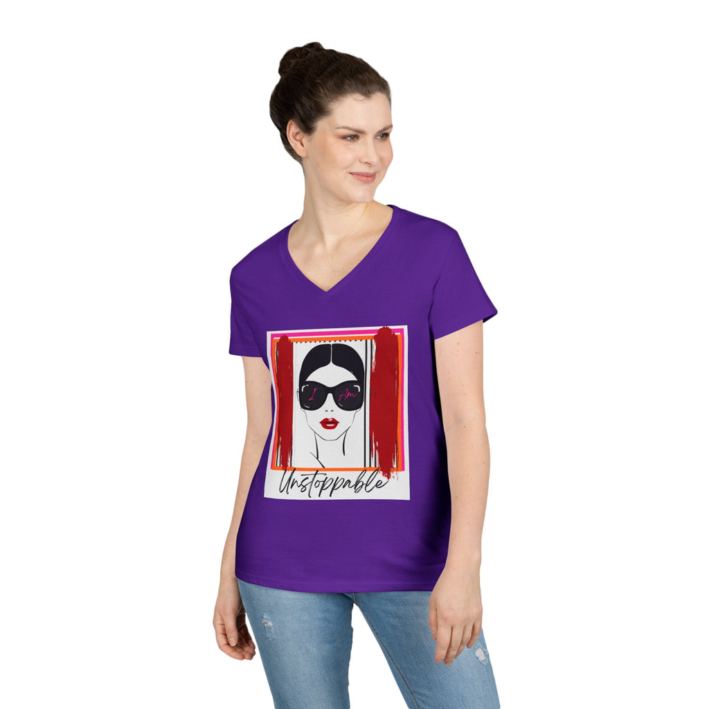 Unstoppable Graphic tee with a woman's face and sunglasses