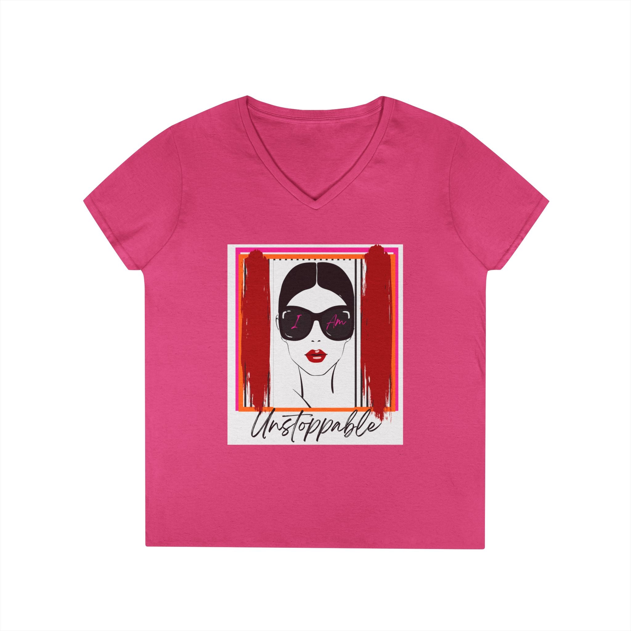 Unstoppable Graphic tee with a woman's face and sunglasses