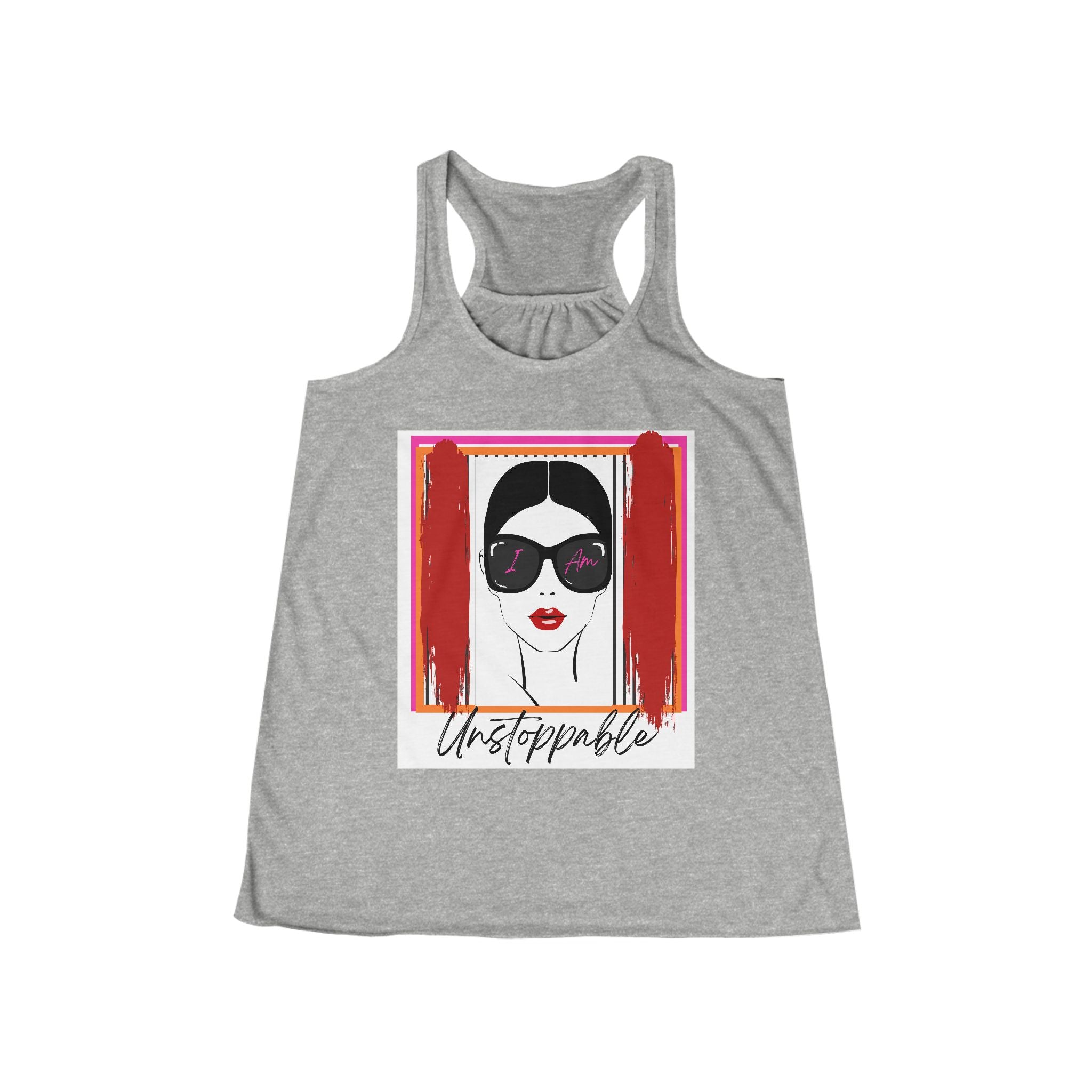 Unstoppable graphic tank top with a woman's face and sunglasses