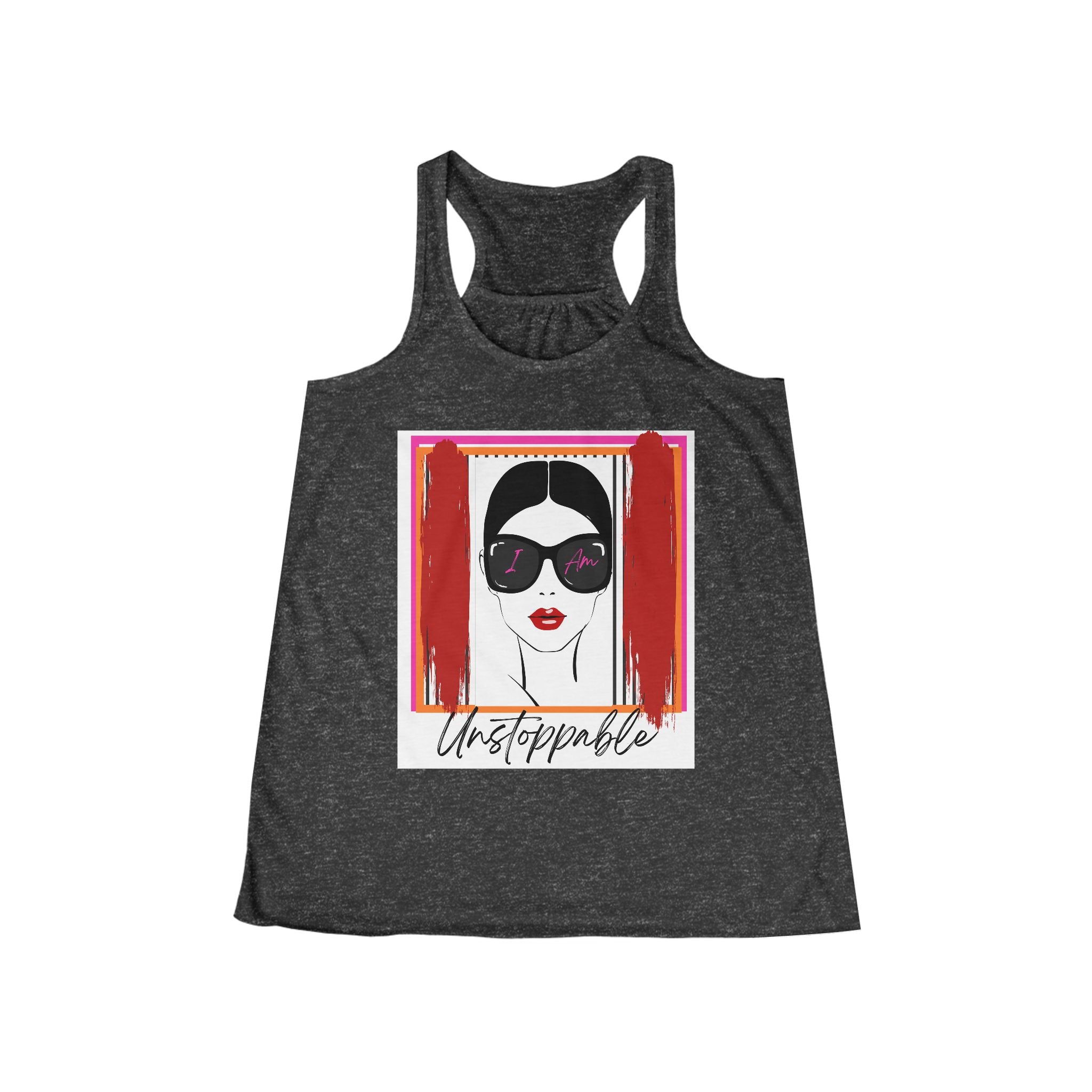 Unstoppable graphic tank top with a woman's face and sunglasses