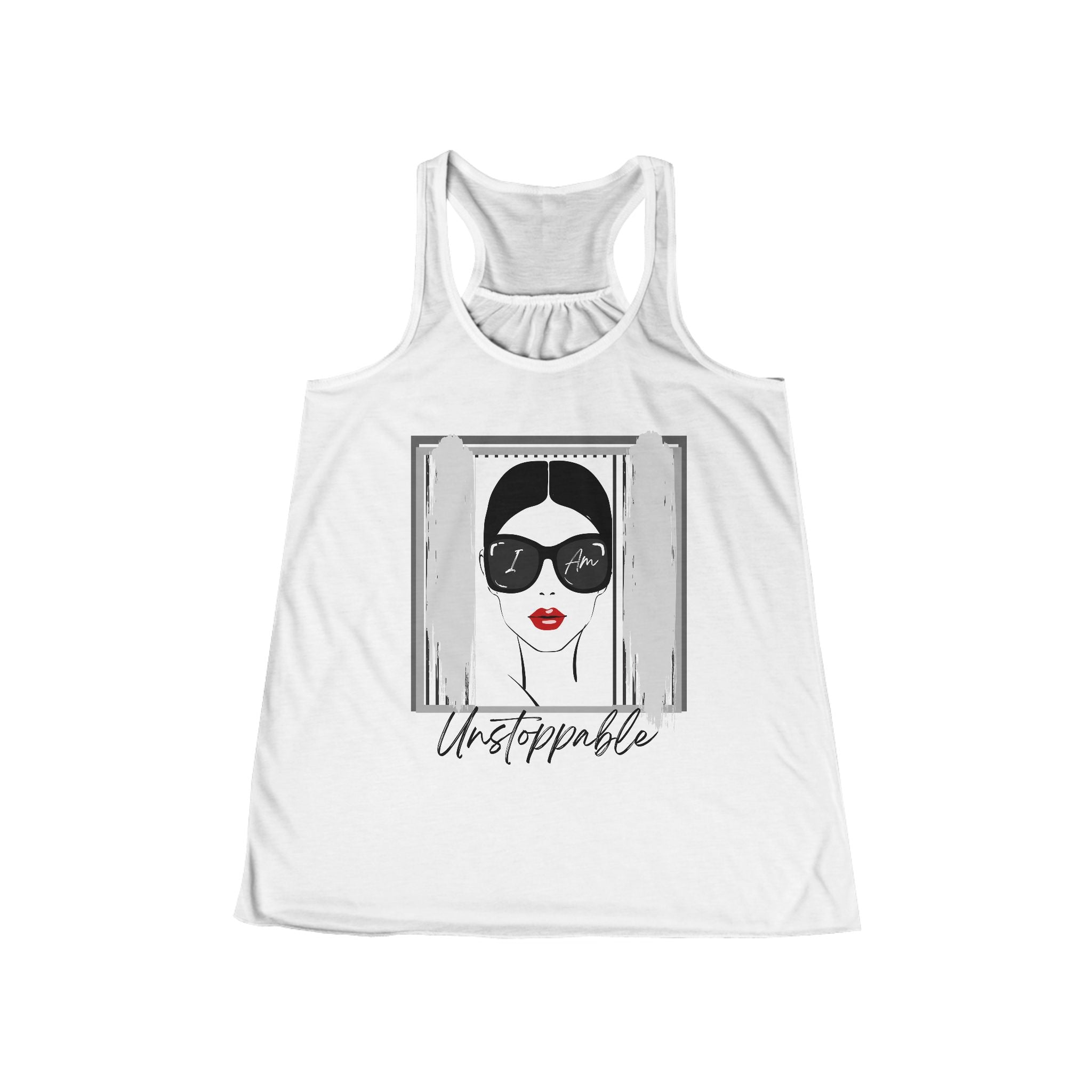 Unstoppable Graphic tank top with a woman's face and sunglasses