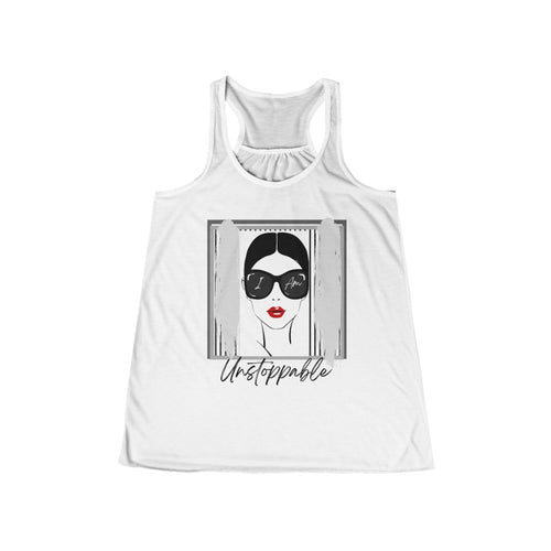 Unstoppable Graphic tank top with a woman's face and sunglasses