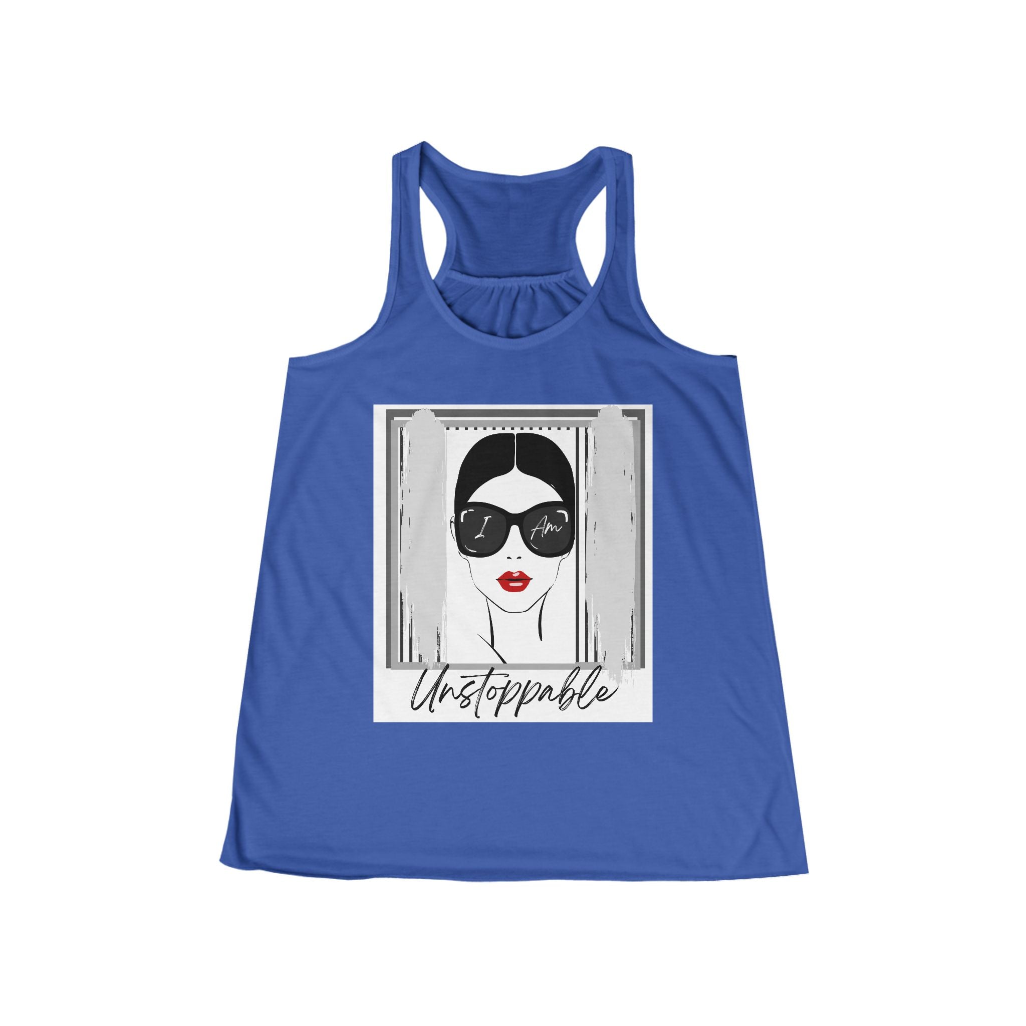 Unstoppable Graphic tank top with a woman's face and sunglasses