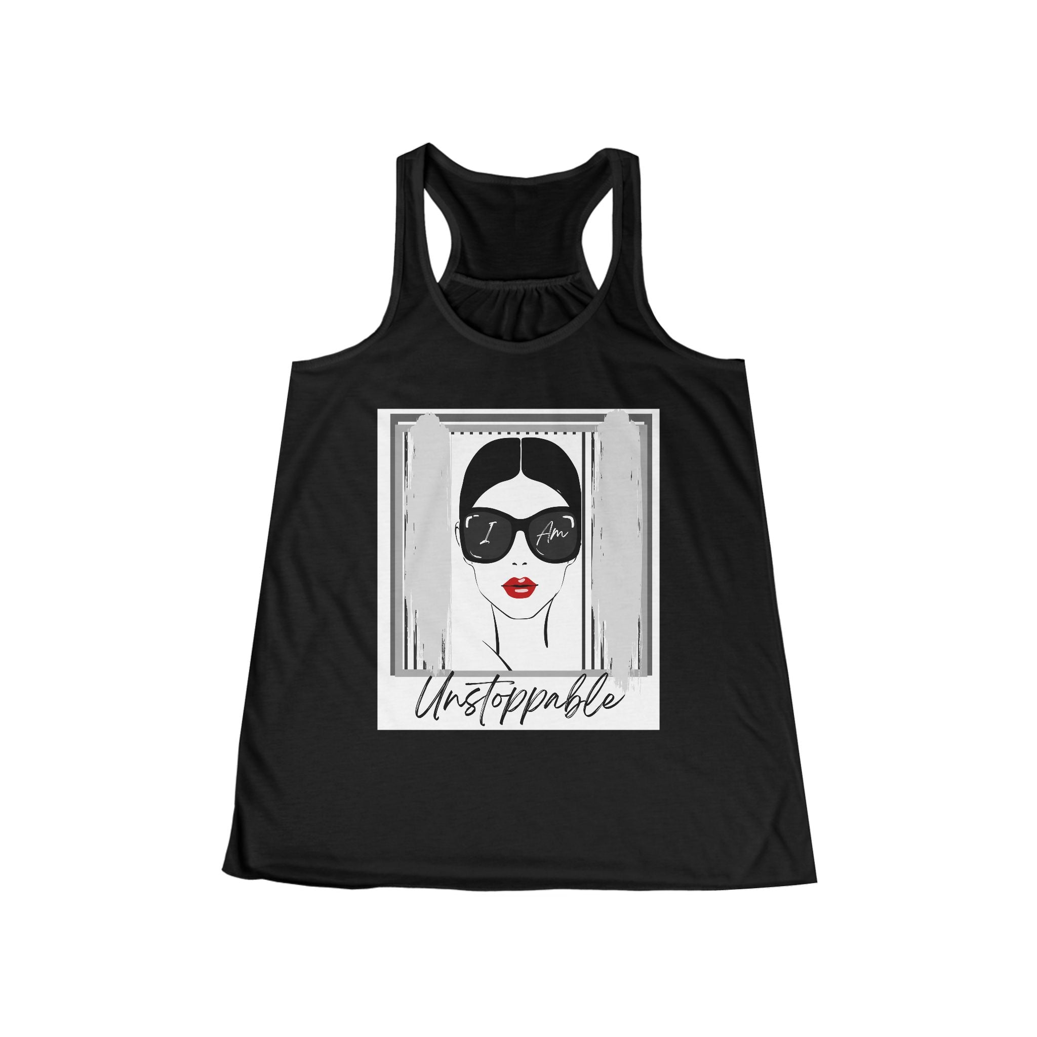 Unstoppable Graphic tank top with a woman's face and sunglasses
