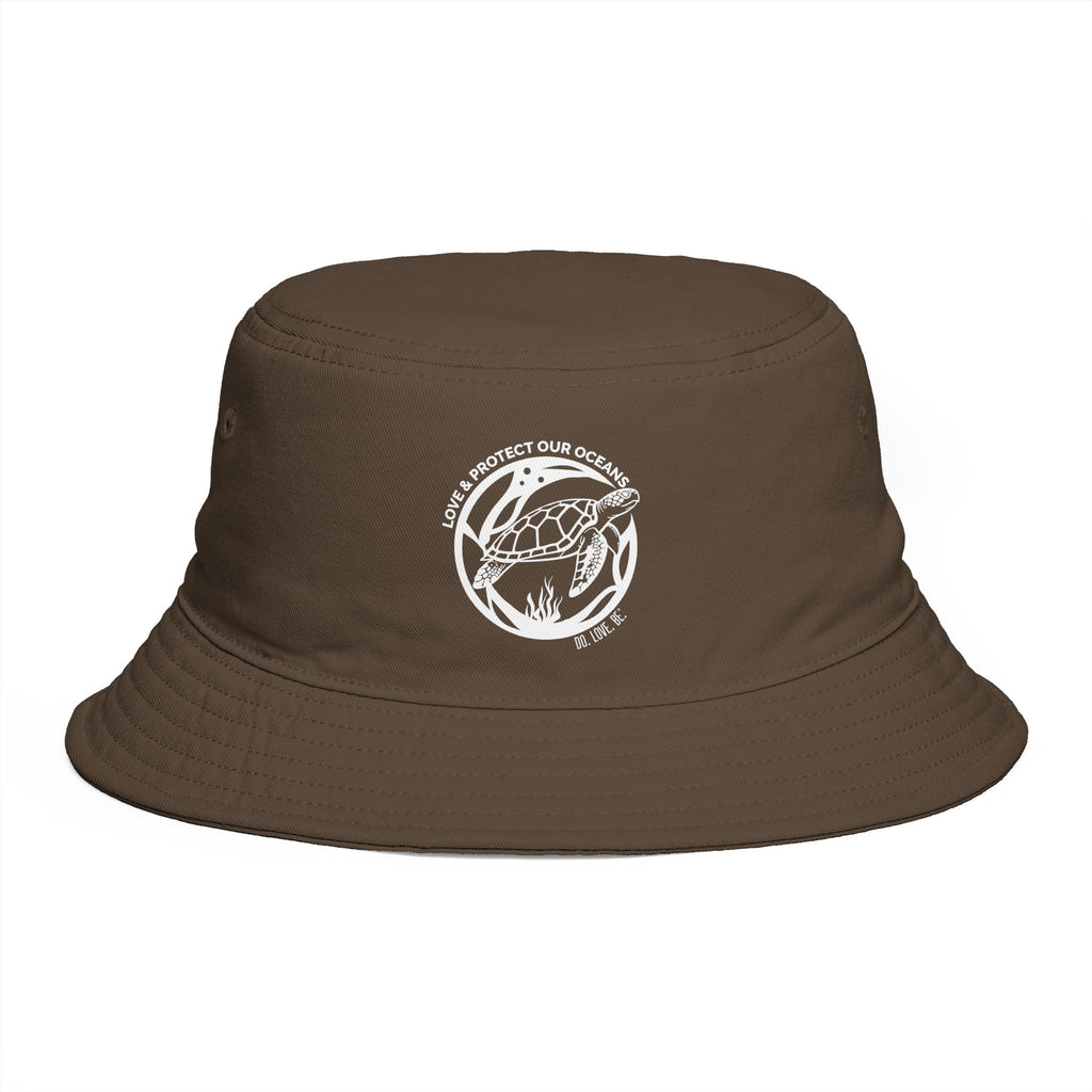 Sea Turtle Bucket Hat for Women, Ocean Conservation White