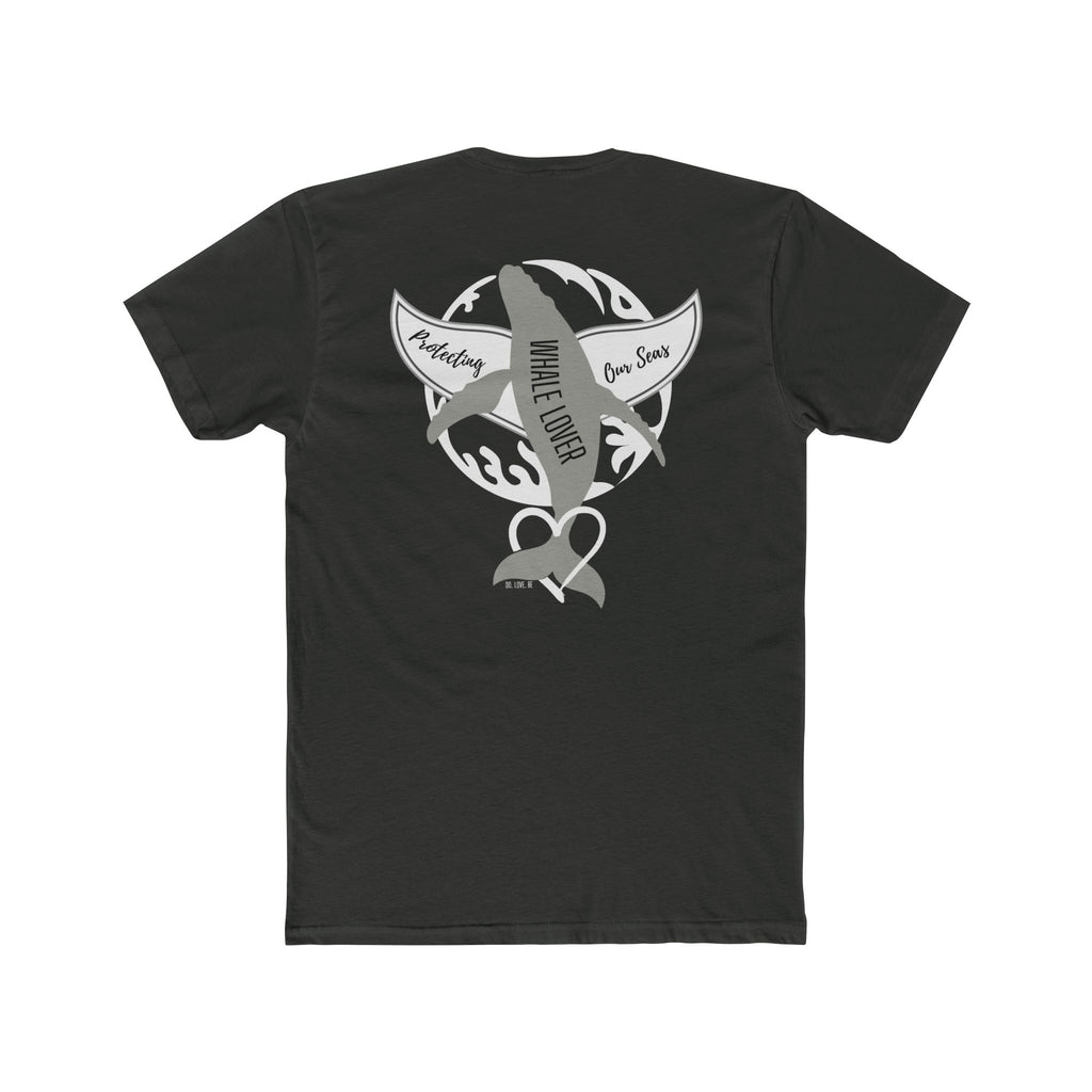 Black Whale & Wave Graphic Tee — Cotton Whale Dive Ocean Surf Shirt (Supports Whale Conservation)