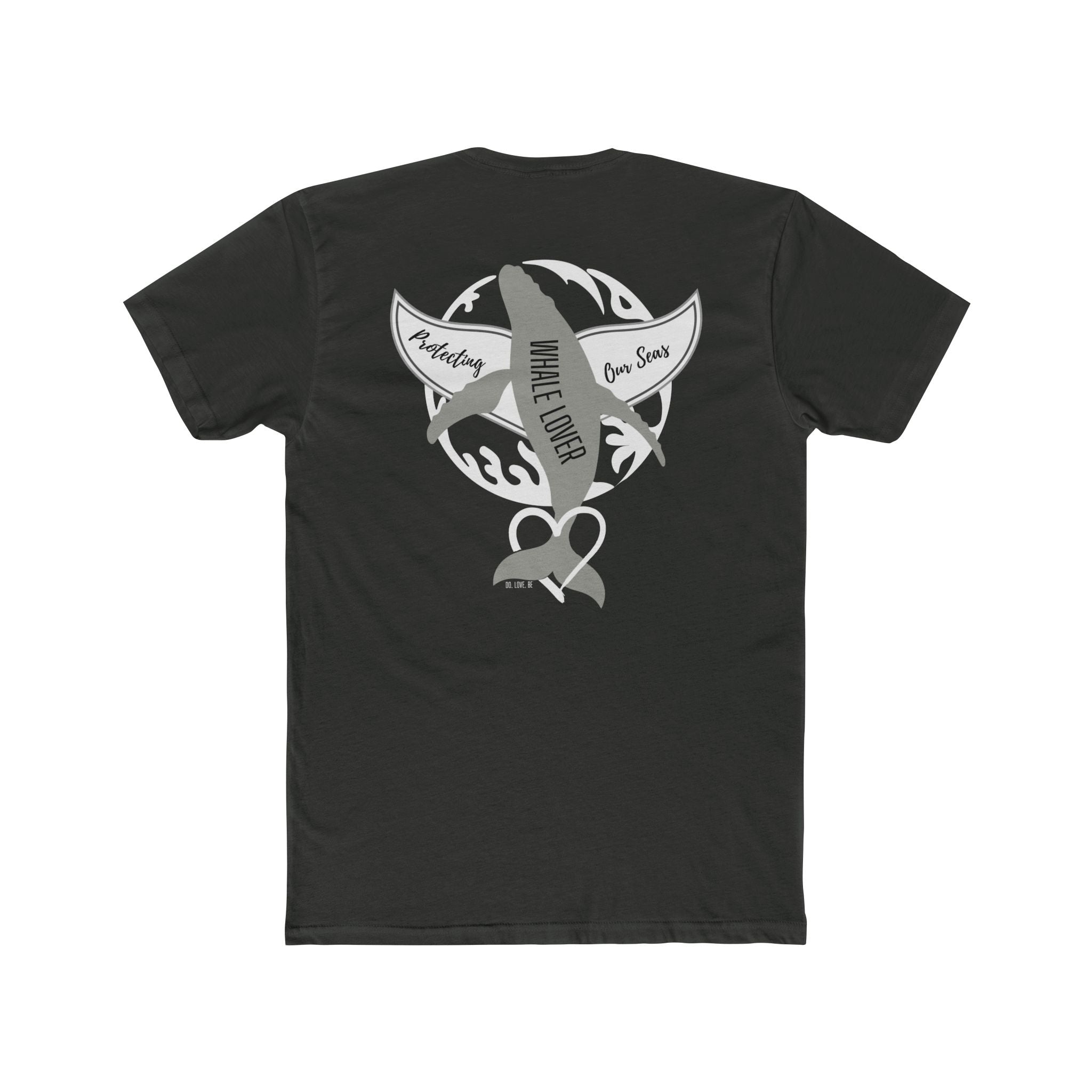 Black Whale & Wave Graphic Tee — Cotton Whale Dive Ocean Surf Shirt (Supports Whale Conservation)