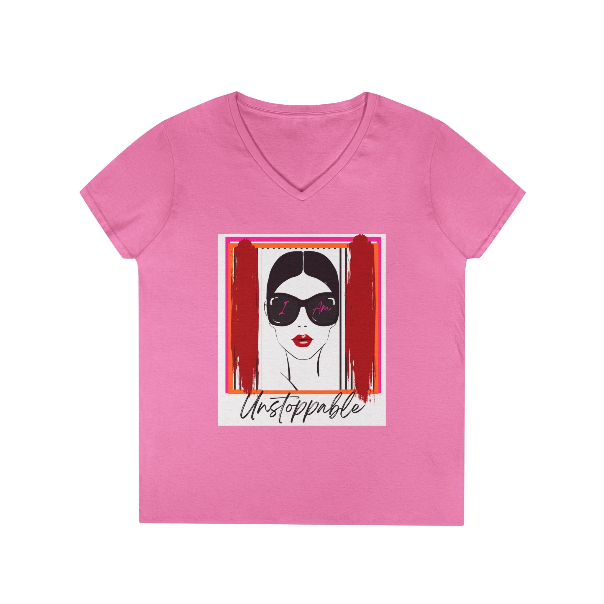 Unstoppable Graphic tee with a woman's face and sunglasses