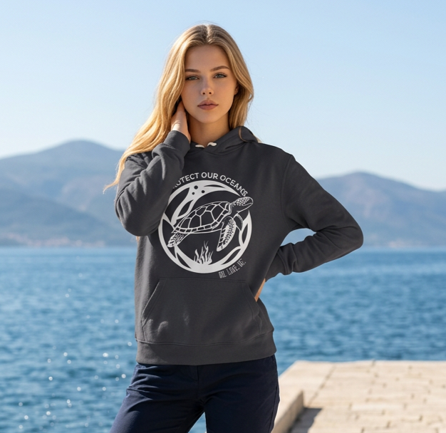 Womens Graphic Tee Sea Turtle Collection Hoodie by Do. Love. Be. Apparel